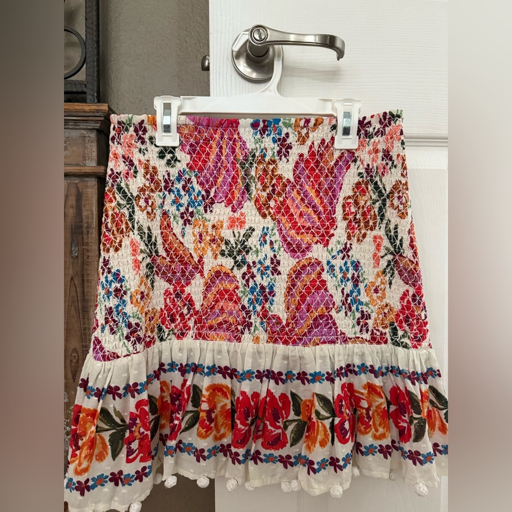 Farm Rio smocked floral print skirt
